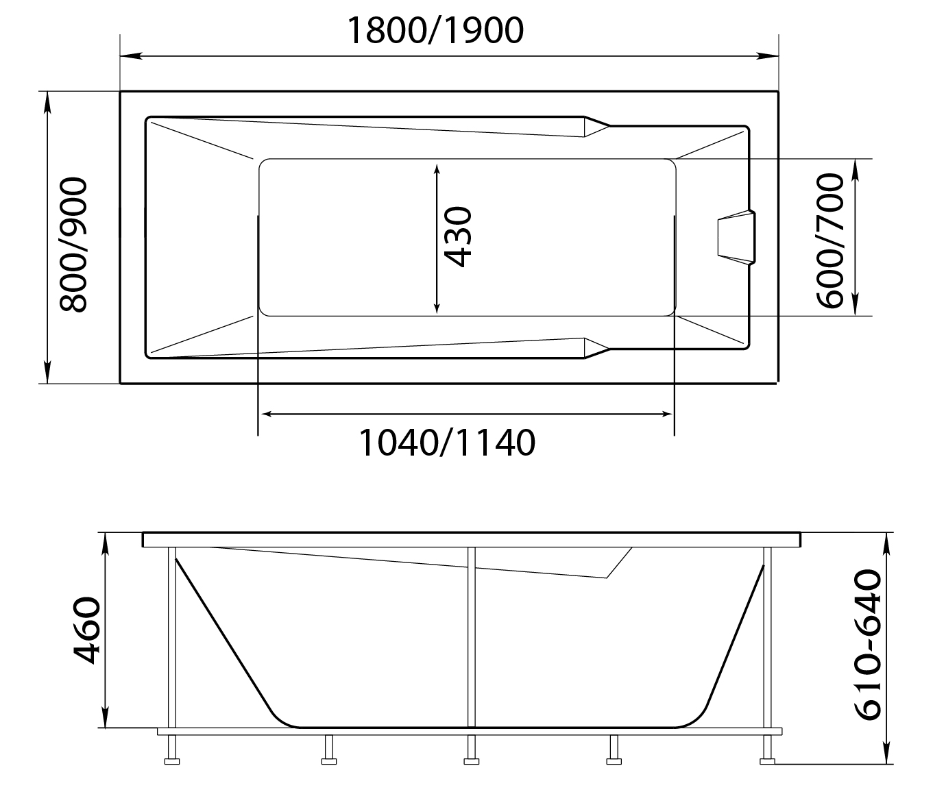 картинка Ванна Marka One RAGUZA 180x80 с каркасом 