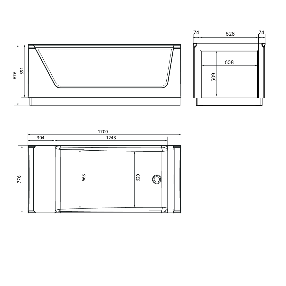 картинка Ванна Aima Design NEO 170x75 2 стекла (матовое серое) 