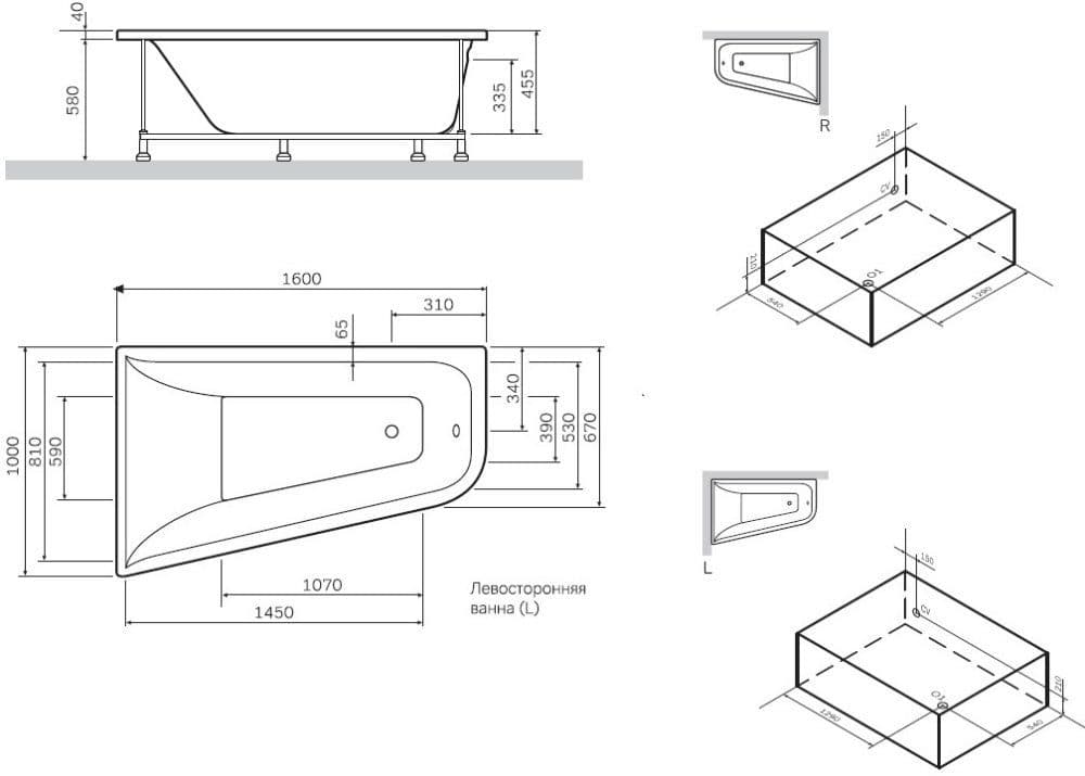 картинка Акриловая ванна AM.PM Spirit 160x100 L 