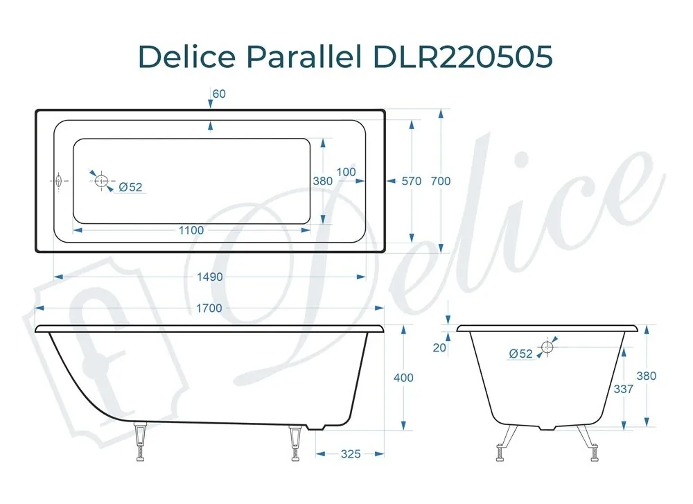 картинка Ванна чугунная Delice Parallel 170х70 DLR220505 