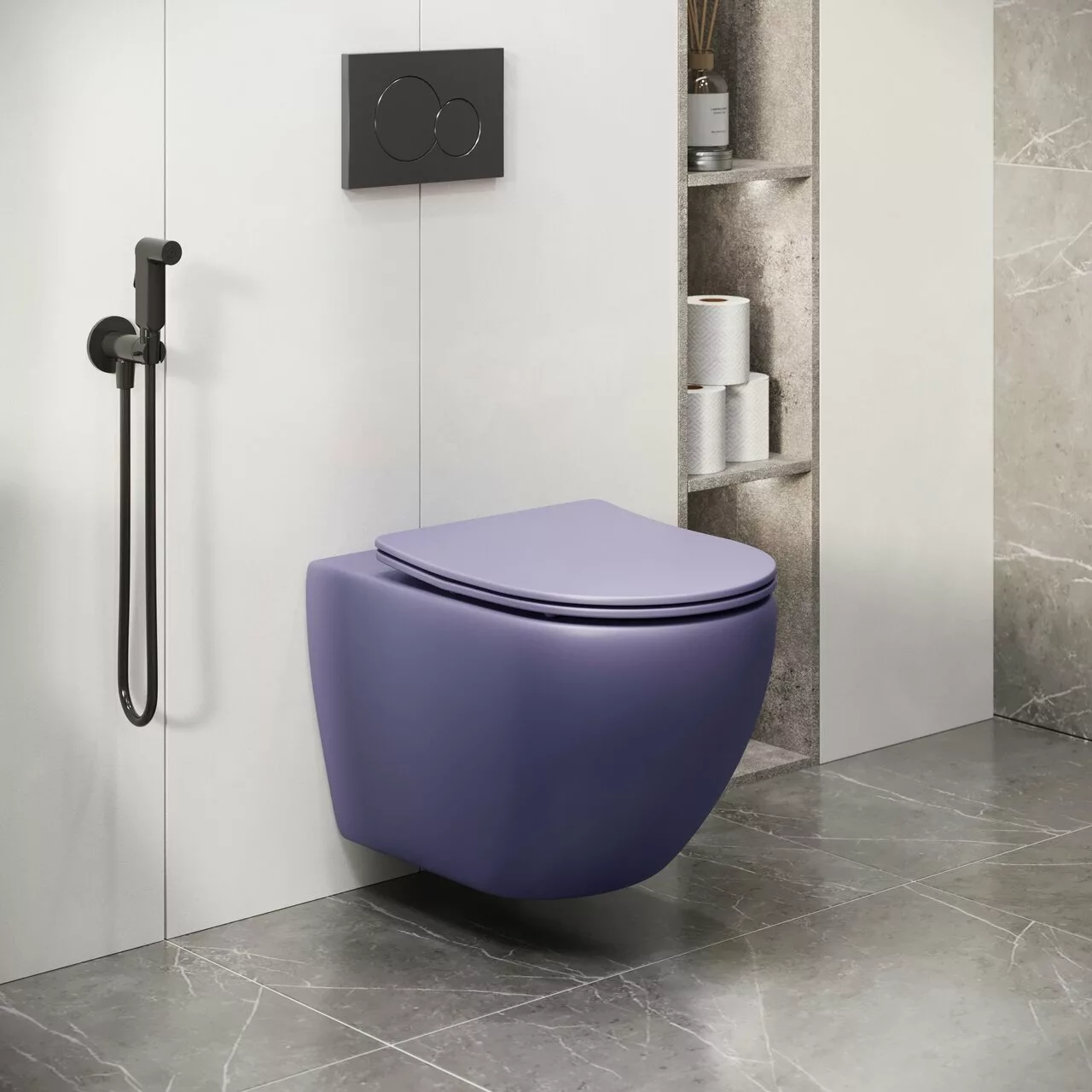 картинка Унитаз подвесной Grossman GR-4411LIMS Color безободковый, фиолетовый матовый 