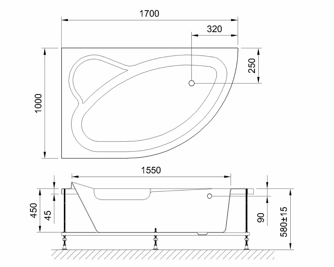 картинка Гидромассажная ванна Royal Bath ALPINE STANDART 170x100x58L 