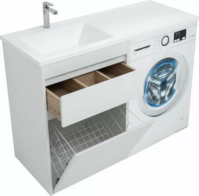 фото Тумба с раковиной Aquanet Токио 120 L белый (напольная, 1 ящик) арт. 00239300 