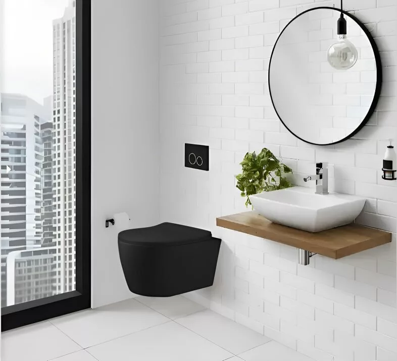 картинка Унитаз Ceruttispa SELLA Aria MBF CT10016 подвесной безободковый черный матовый сиденье с микролифтом 