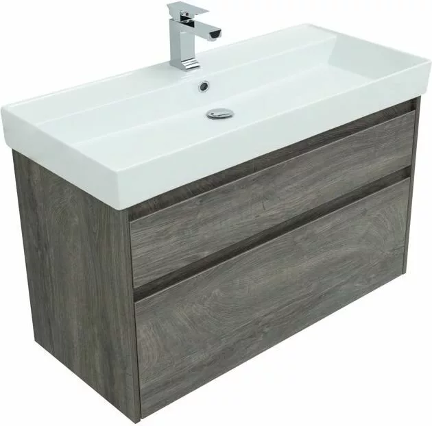 фото Тумба с раковиной Aquanet Nova Lite 100 дуб рошелье (2 ящика) арт. 00245253 