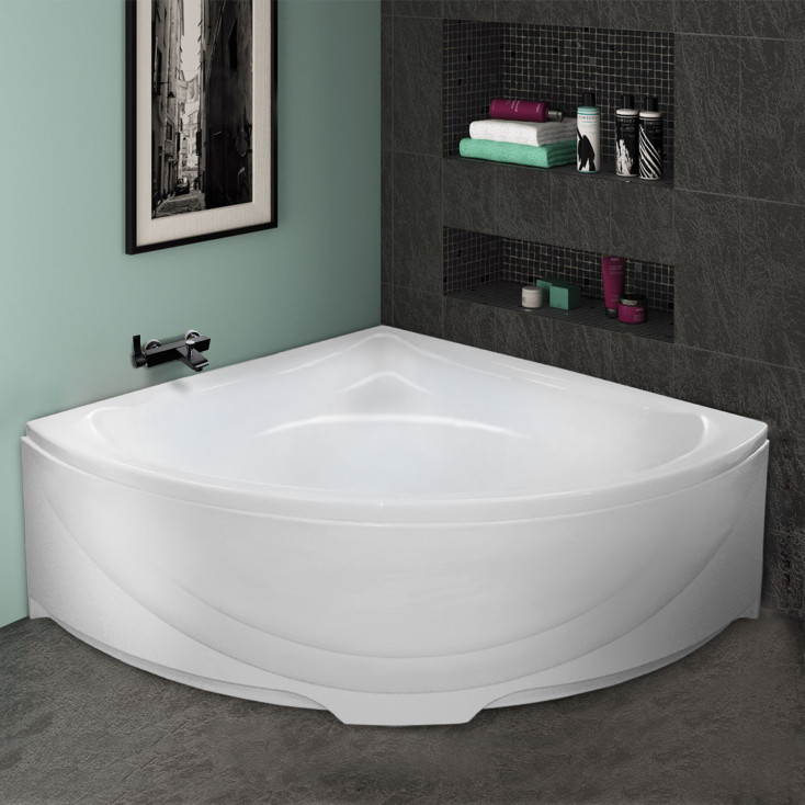 картинка Акриловая ванна Eurolux RIMINY 150X150 с каркасом, экраном и слив-переливом 
