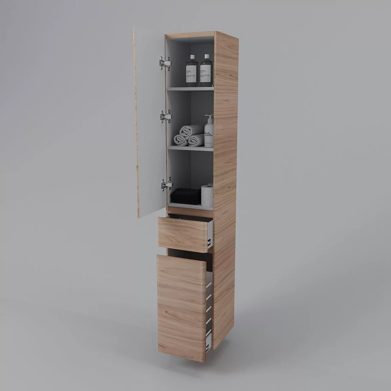 фото Колонна универсальная Style Line Атлантика 35 L с корзиной Люкс ясень перламутр PLUS 