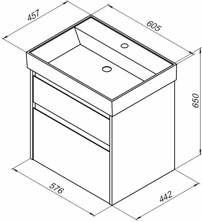 фото Тумба с раковиной Aquanet Nova Lite 60 белый (2 ящика) арт. 00245240 