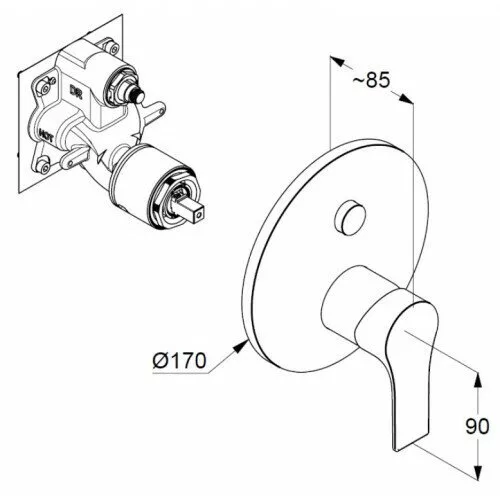 картинка Смеситель для ванны с душем Kludi Zenta SL 486590565, хром 