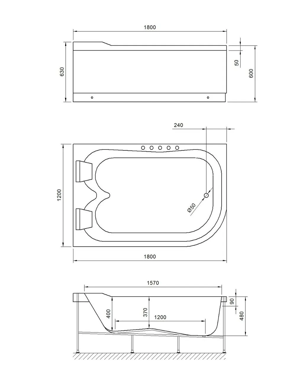 картинка Гидромассажная ванна Royal Bath NORWAY COMFORT 180х120х66 L 