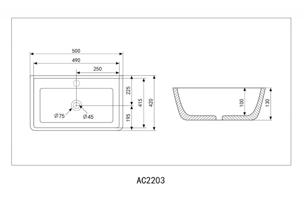 картинка Раковина накладная ABBER Rechteck AC2203MB черная матовая 