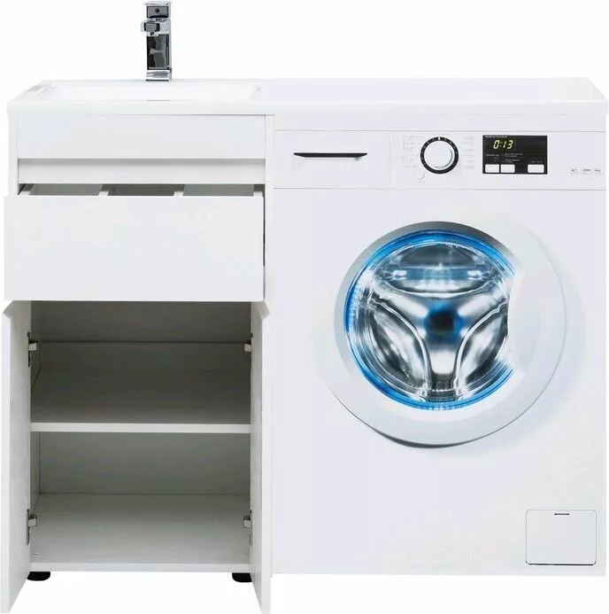 фото Тумба с раковиной Aquanet Токио 110 L белый (напольная, 1 ящик, 2 дверцы) арт. 00239204 