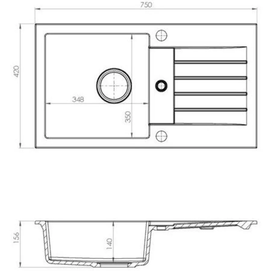 картинка Мойка Alveus GRANITAL GENESIS AMARO 130 G91 750x420x140 