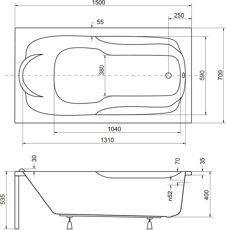 картинка Акриловая ванна Besco Bona 150x70 