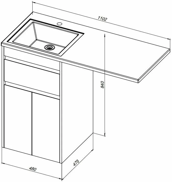 фото Тумба с раковиной Aquanet Токио 110 L белый (напольная, 1 ящик, 2 дверцы) арт. 00239204 