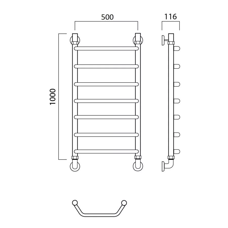 картинка Полотенцесушитель водяной ТРАПЕЦИЯ 100х50 Aquanerzh 03-00A10050 