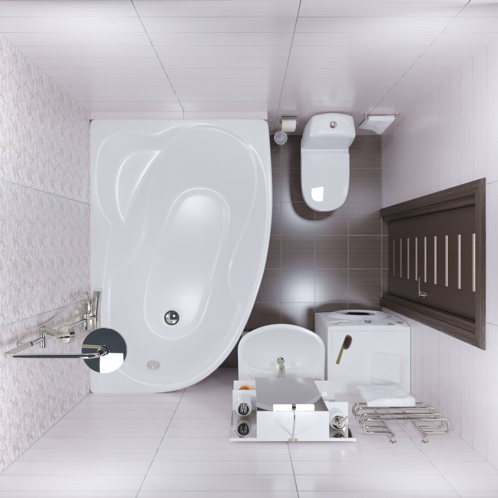 картинка Акриловая ванна Triton Изабель 170 левая с каркасом и слив-переливом 