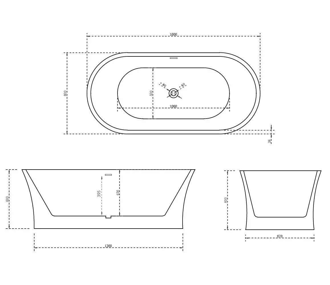 картинка Акриловая ванна Abber AB9201-1.6 