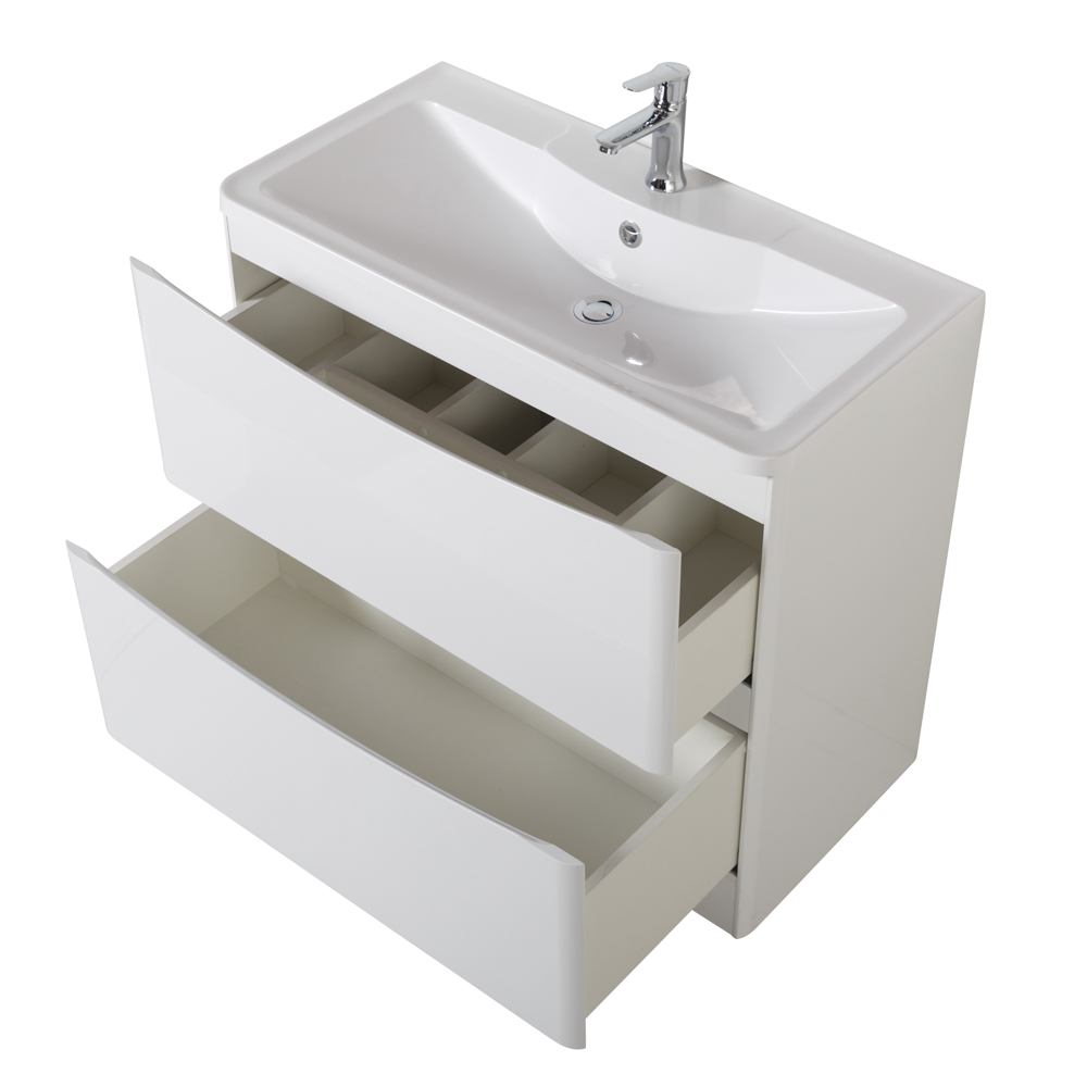 фото Тумба с раковиной напольная BelBagno ACQUA 90 Bianco Lucido, раковина белая 