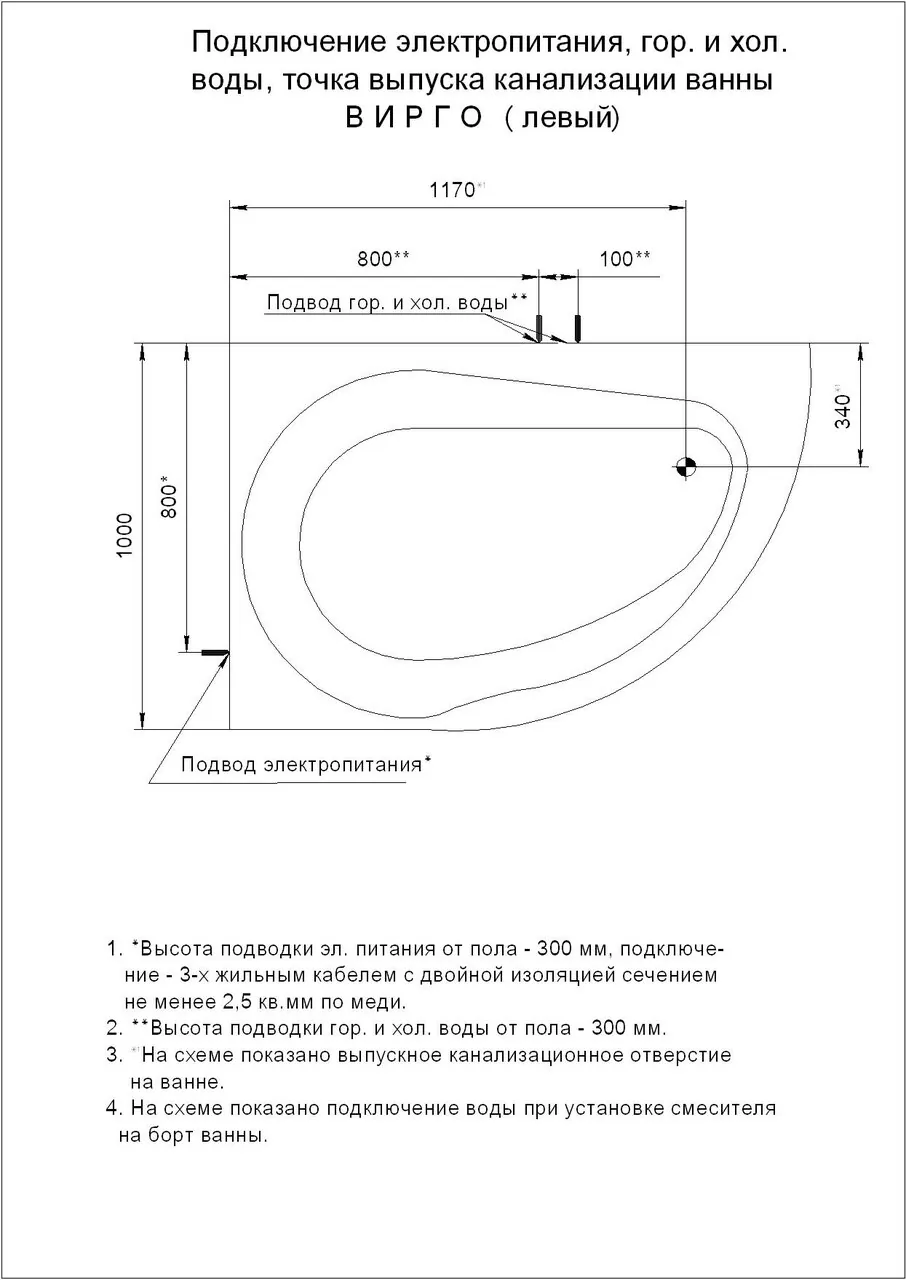 картинка Акриловая ванна Aquatek Вирго 150x100 асимметричная правая с каркасом 