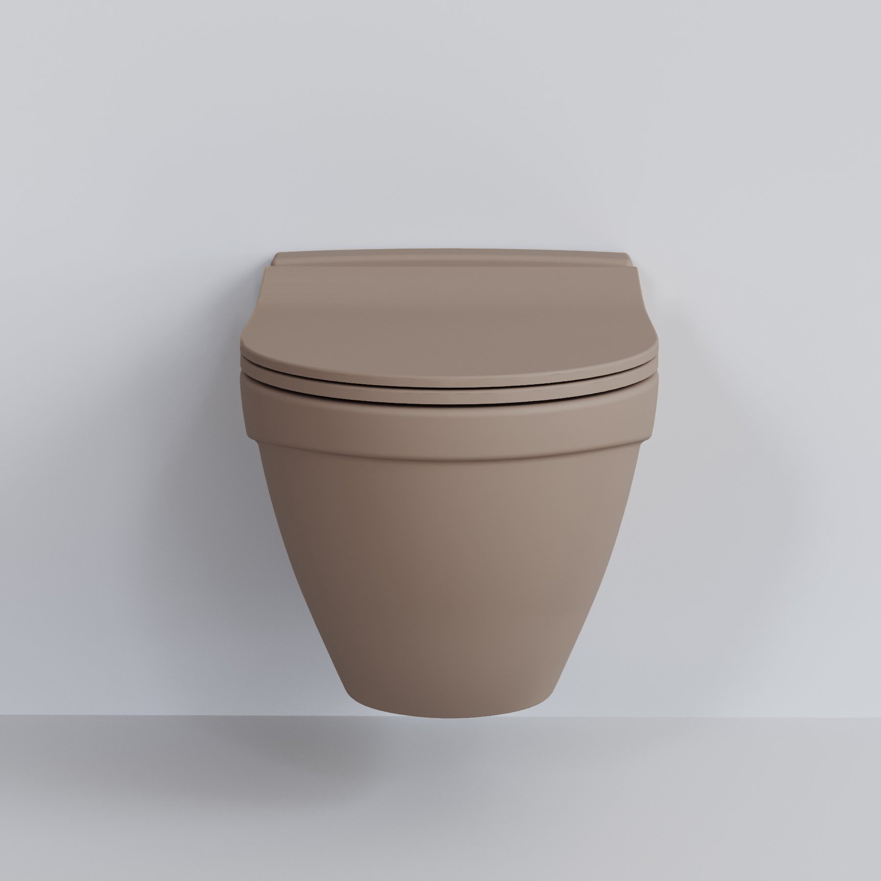 картинка Унитаз подвесной Ambassador Nord 133T20501 темно-бежевый матовый подвесной с тонкой крышкой 