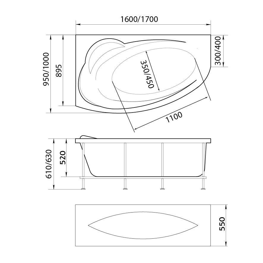 картинка Ванна Marka One JULIANNA 160x95 L 