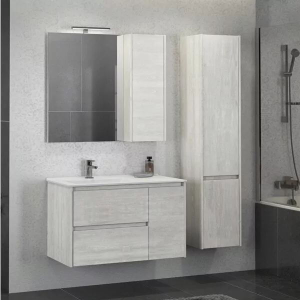 фото Тумба с раковиной Comforty Бремен 90 дуб белый 