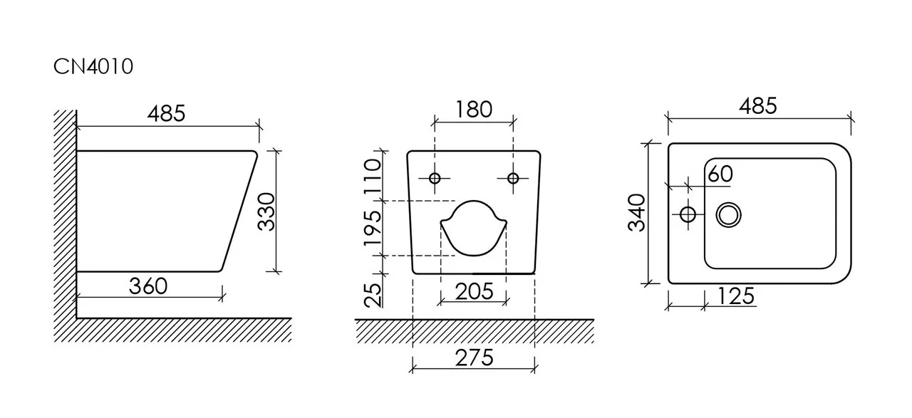 картинка Подвесное биде Ceramicanova Union CN4010 
