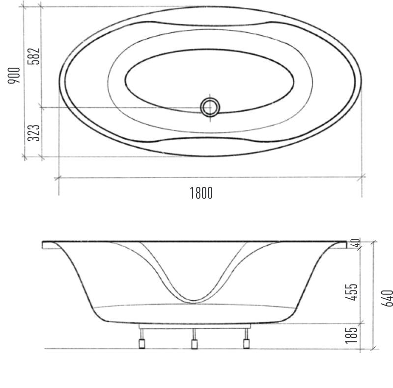 картинка Акриловая ванна Eurolux TAHO 180x90 