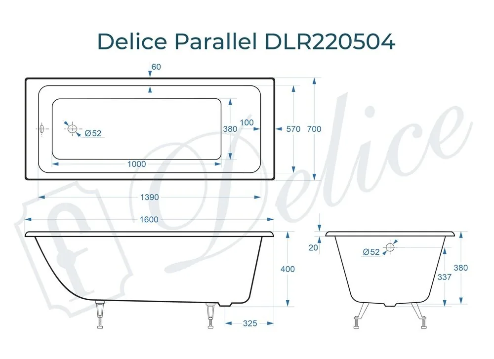 картинка Ванна чугунная Delice Parallel 160х70 DLR220504 