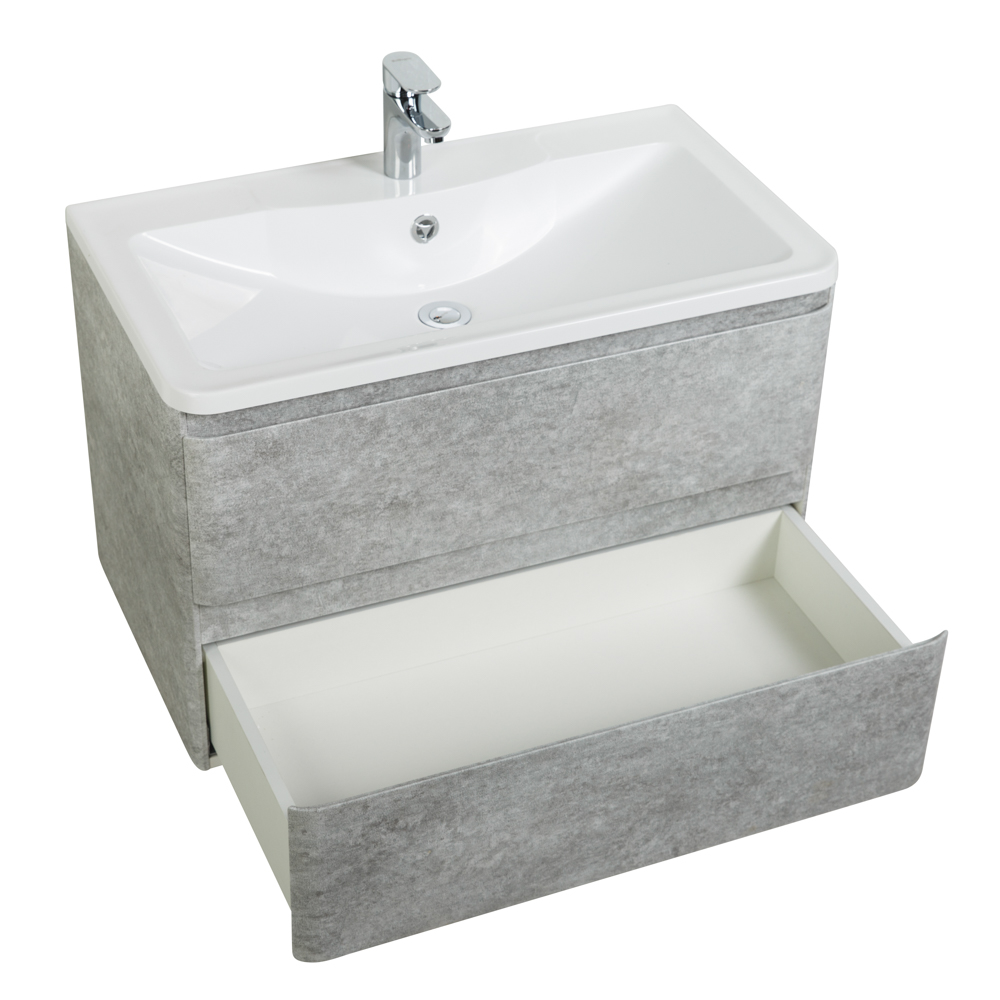фото Тумба с раковиной подвесная BelBagno ALBANO 100 Cemento Verona Grigio, раковина белая 