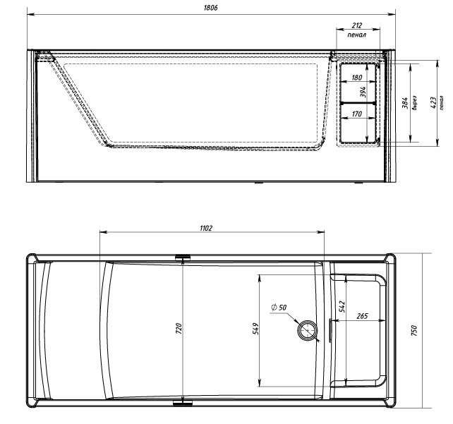 картинка Ванна Aima Design GENESIS 180x75 