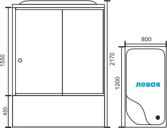 картинка Душевая кабина Royal Bath 8120BP3-BT-CH (черное/прозрачное) левая 120x80x217 