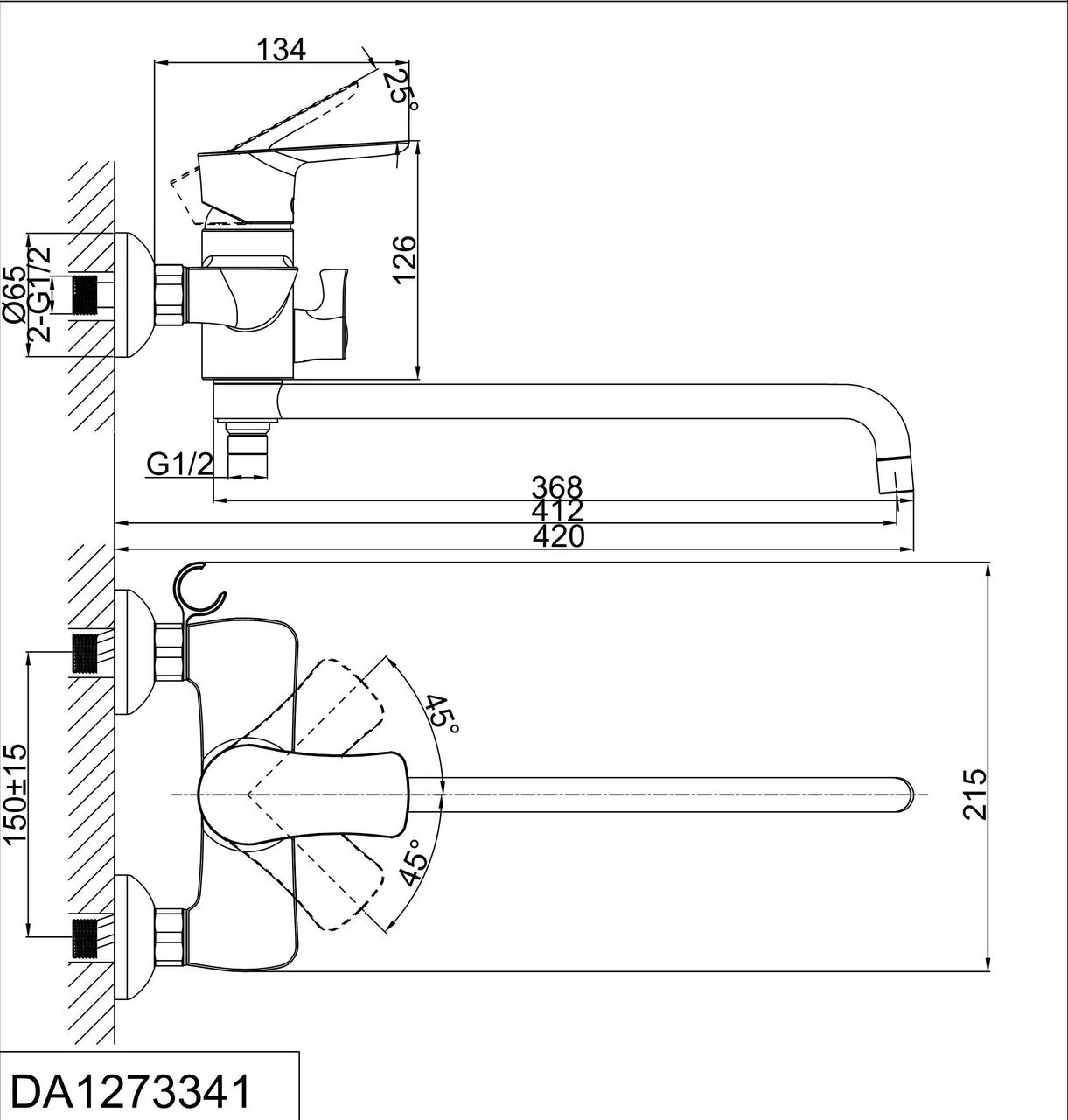 картинка Смеситель для ванны D&K Rhein.Reisling DA1273341 