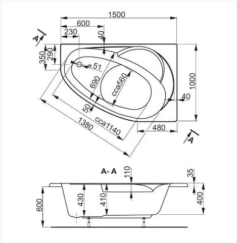 картинка Акриловая ванна Vagnerplast Flora 150x100 L ультра-белая 