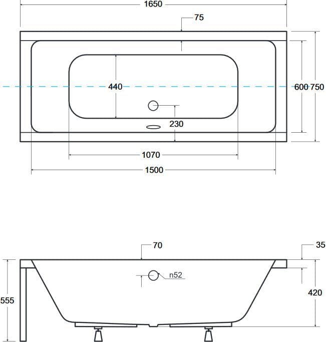 картинка Акриловая ванна Besco Quadro 165x75 