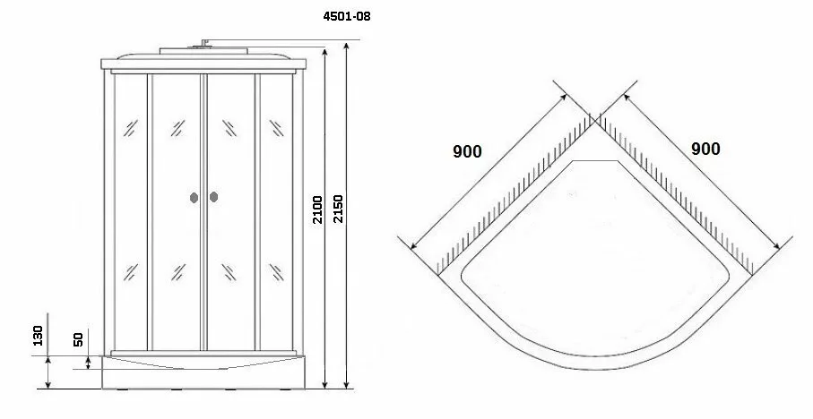 картинка Душевая кабина Niagara NG-4501-14 900х900х2150 