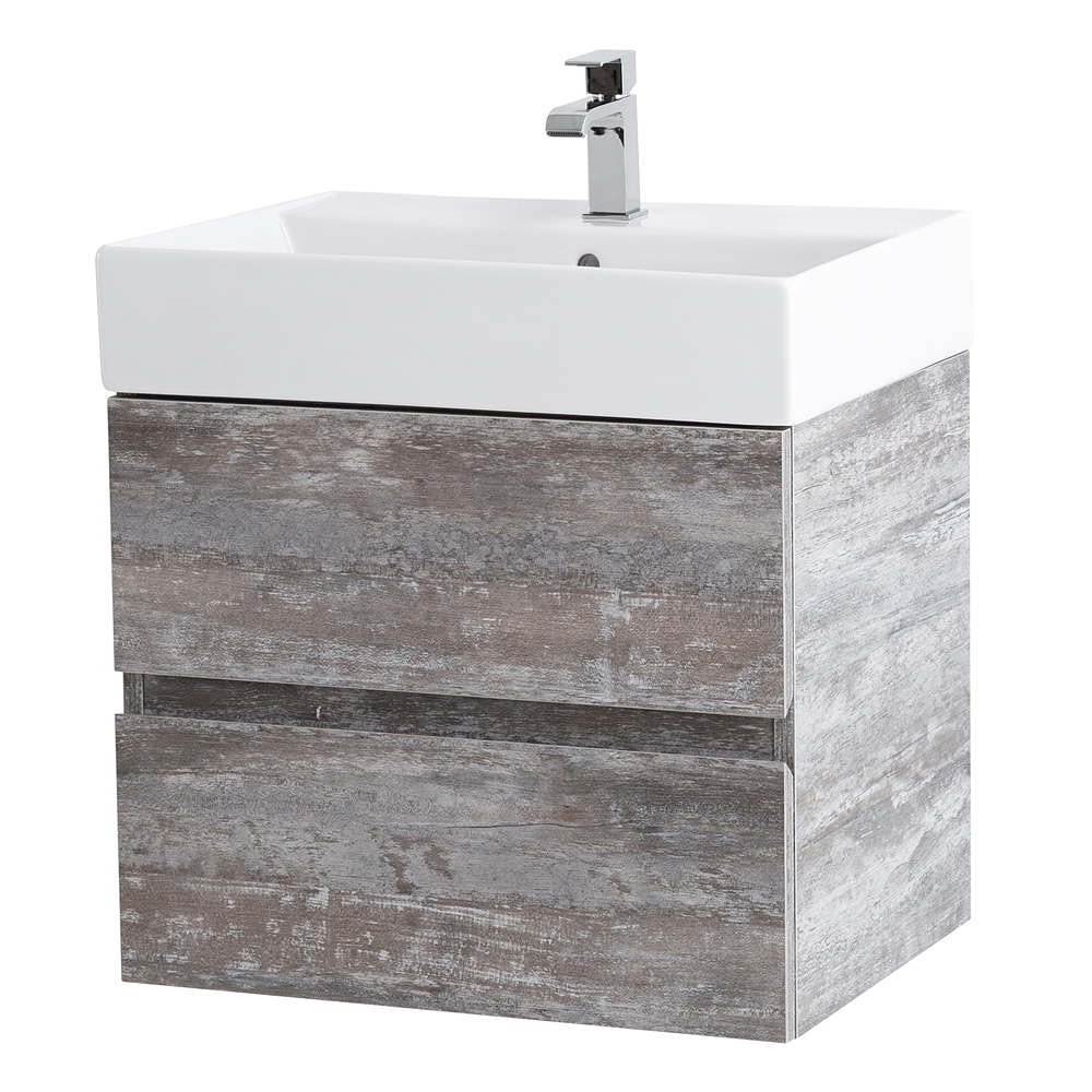 фото Тумба с раковиной подвесная Cezares MOLVENO 46 60 Legno Grigio, раковина белая 