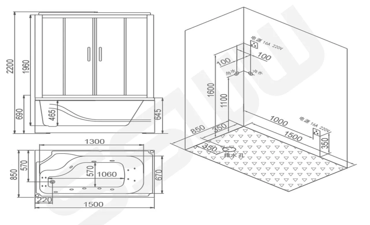 картинка Душевая кабина SSWW BU611 R с паром 