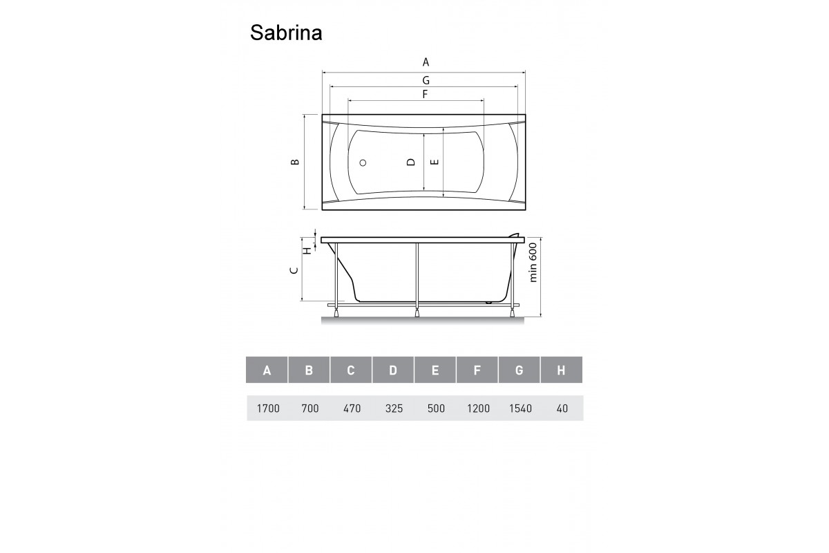 картинка Акриловая ванна Relisan Sabrina 170х70 