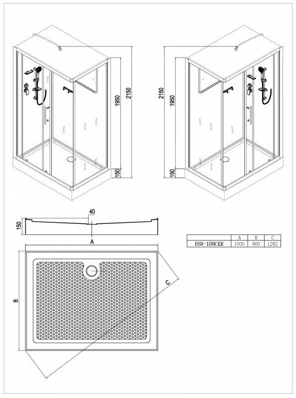 картинка Душевая кабина Esbano ESW-108CKR 