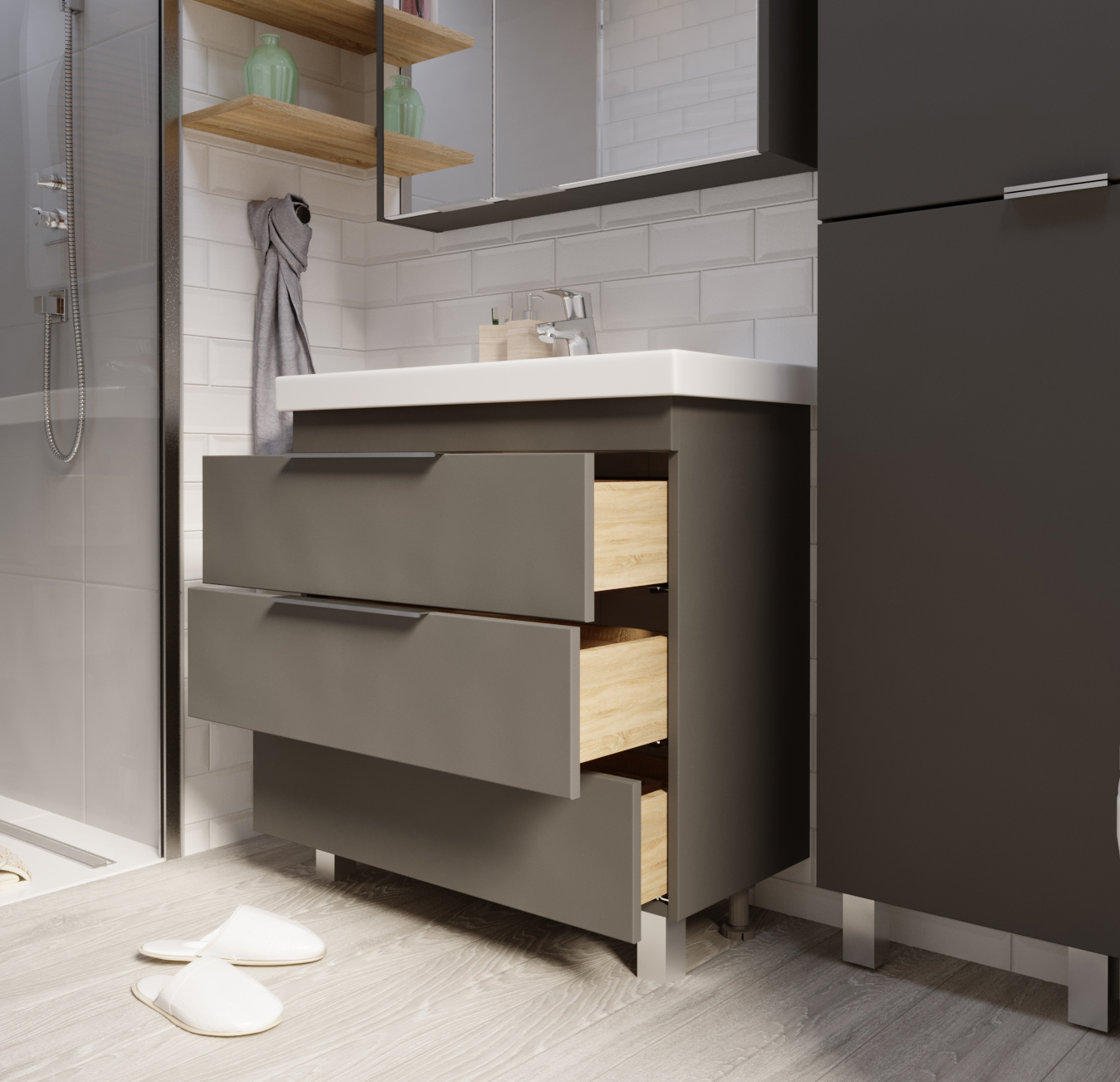 картинка Тумба 1Marka Gaula 60Н Black  в ванную комнату