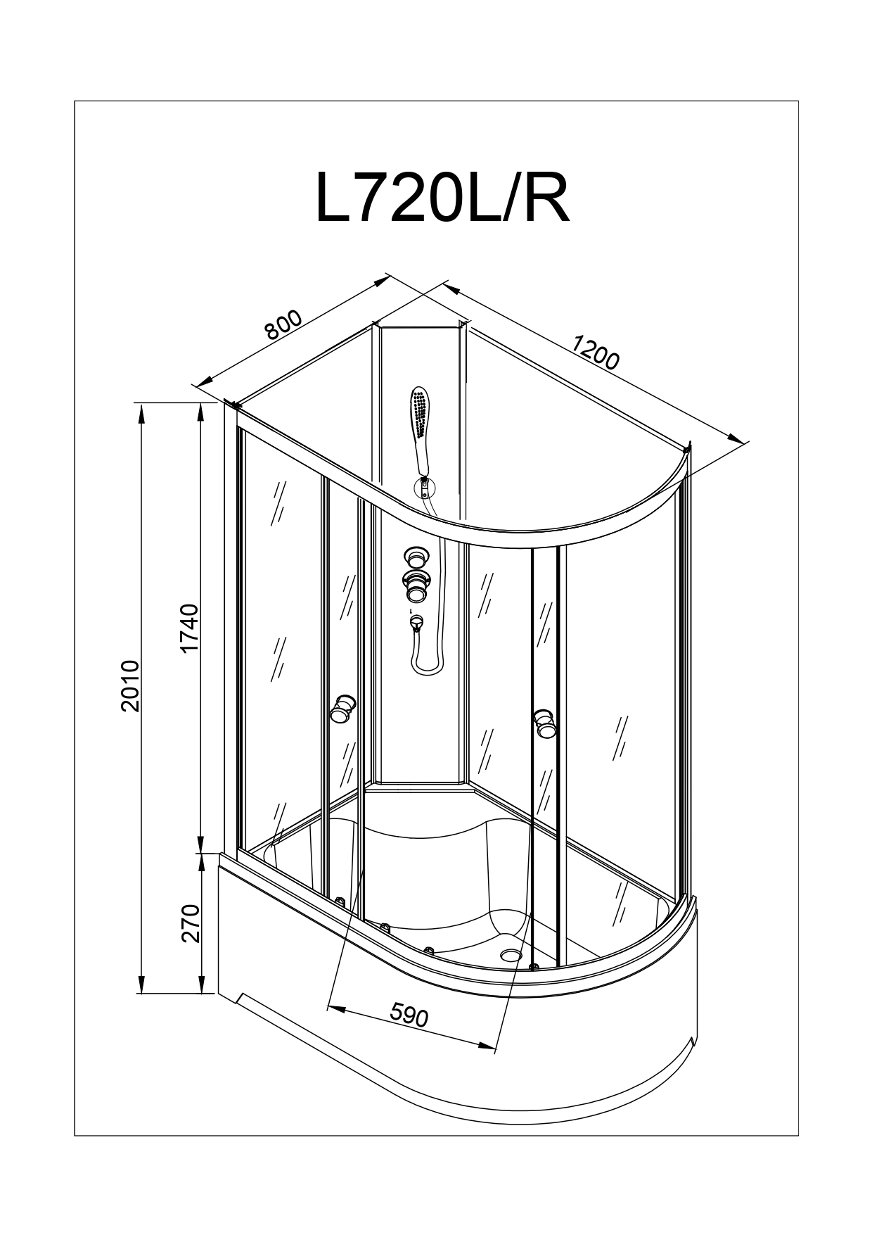 картинка Душевая кабина AvaCan L 720 R N без крыши 