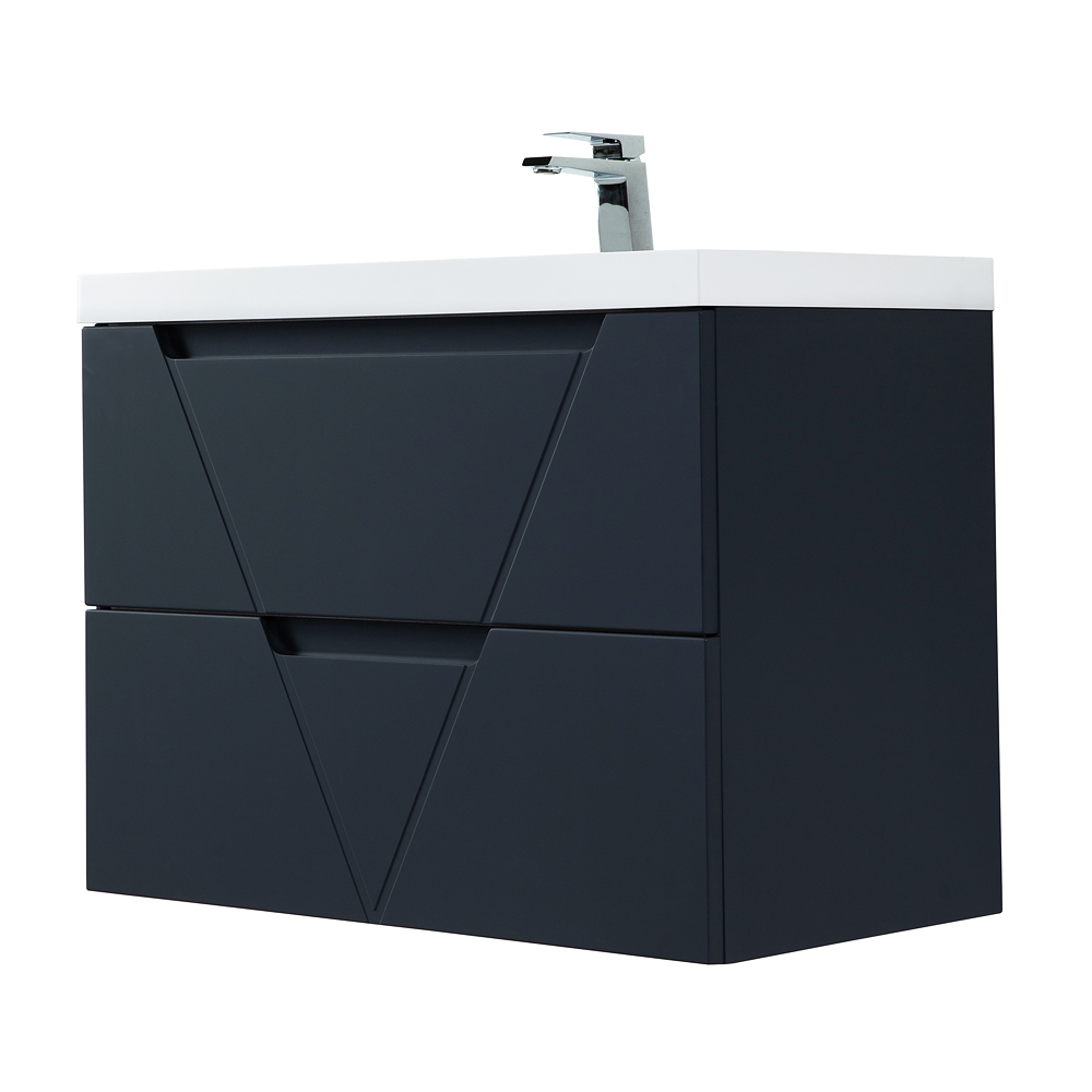 фото Тумба с раковиной подвесная BelBagno VITTORIA 80 Grigio Opaco, раковина белая 