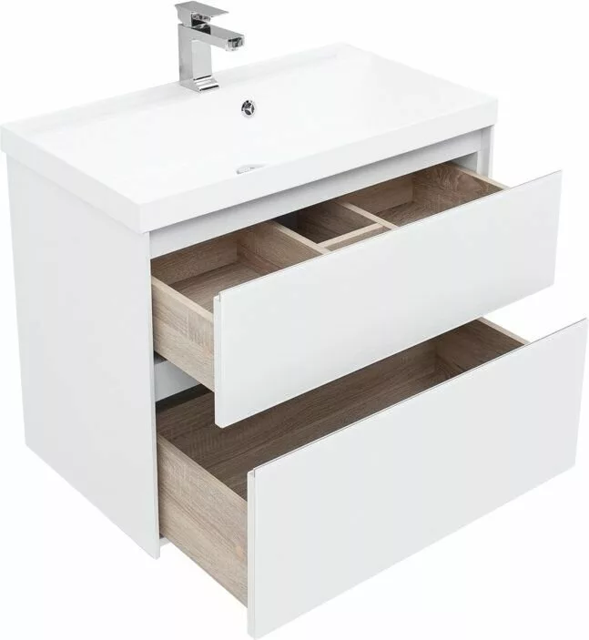 фото Тумба с раковиной Aquanet Гласс 80 белый арт. 00242524 