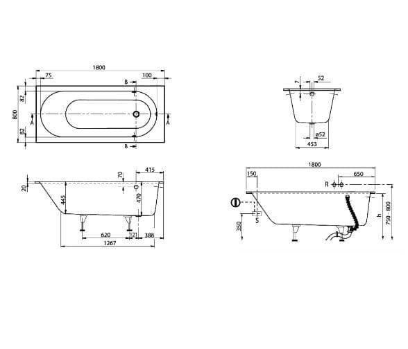 картинка Акриловая ванна Villeroy & Boch Oberon UBQ180OBE2V-01 alpin 