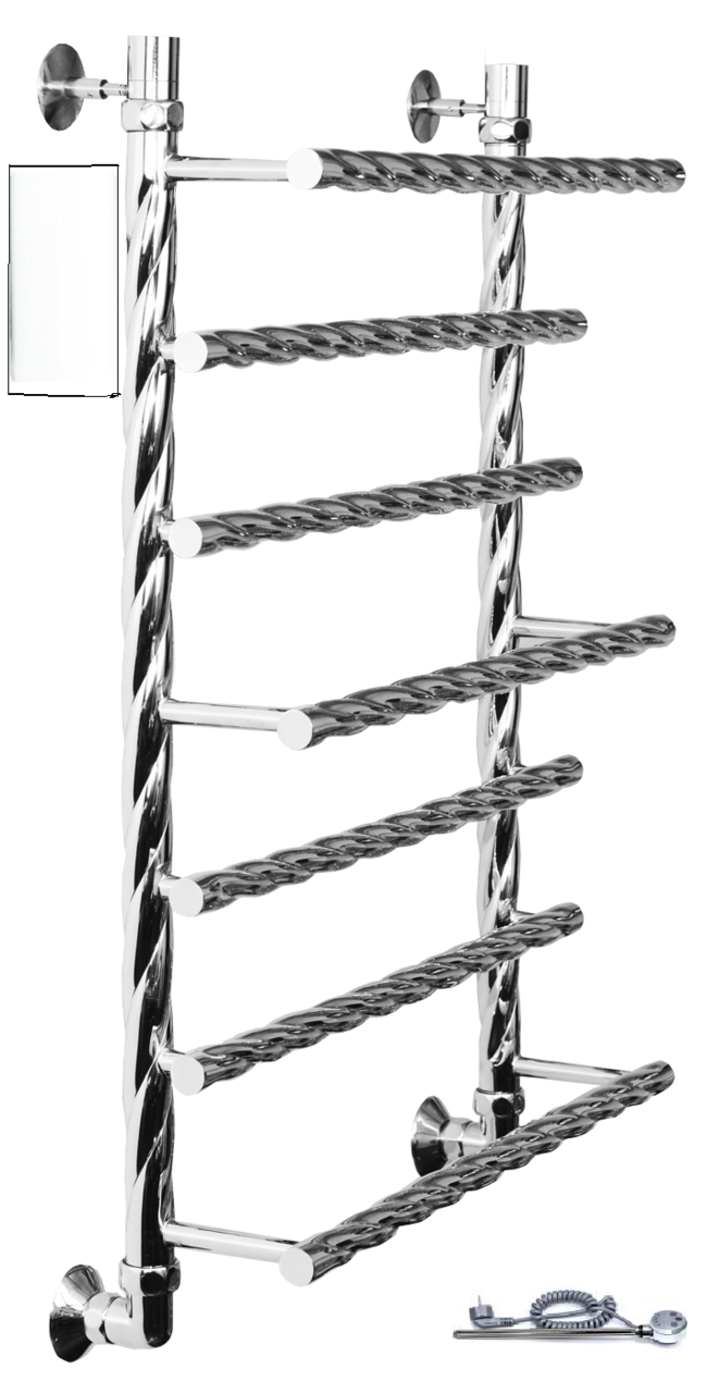 картинка Полотенцесушитель Двин Q BRAID electro 100/60 1"-3/4"-1/2" Электрический  ТЭН справа К эл, Белый (4627170784156) 