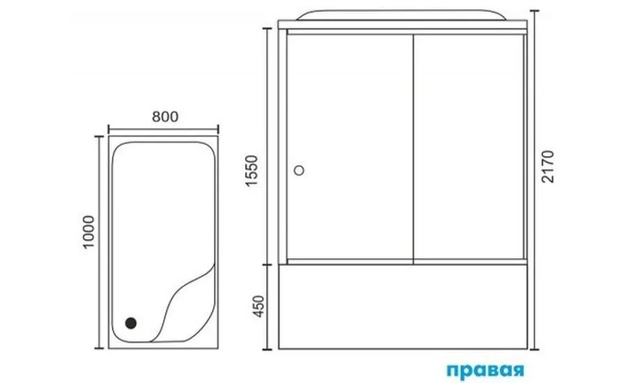картинка Душевая кабина Royal Bath 8100BP2-T-CH (прозрачное) правая 100x80x217 