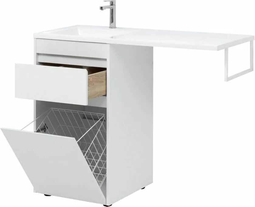 фото Тумба с раковиной Aquanet Токио 110 L белый (напольная, 1 ящик) арт. 00239298 