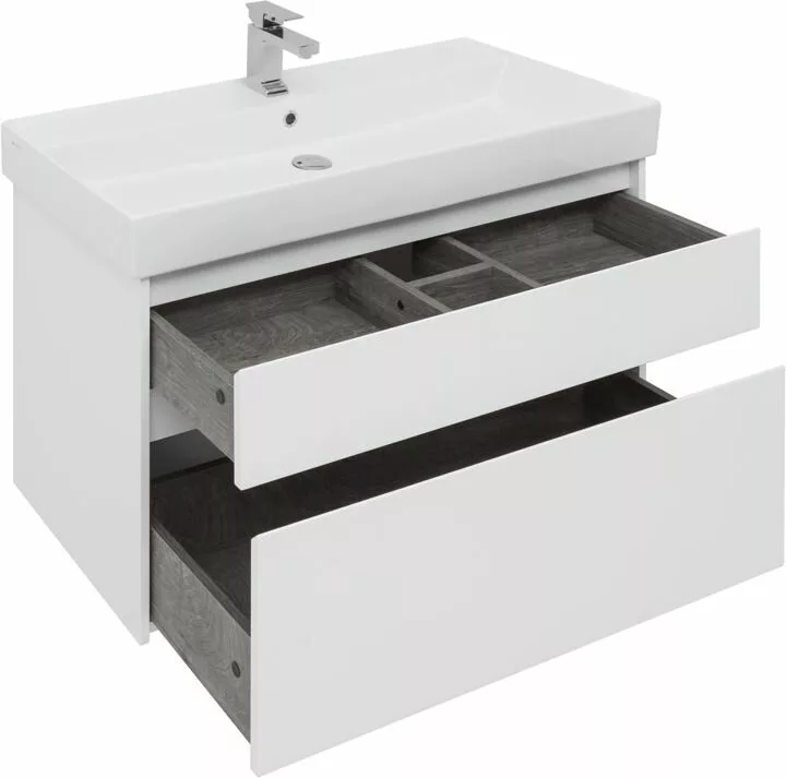 фото Тумба с раковиной Aquanet Nova Lite 100 белый (2 ящика) арт. 00245252 